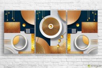 Картина ArtDesign Geometry of gold and blue 40x57cm 3pcs (FG-10007)