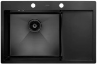 Chiuvetă de bucătărie cu baterie și dozator Fabiano 78x51 Black