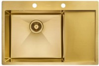 Chiuvetă de bucătărie cu baterie și dozator Fabiano 78x51 Gold