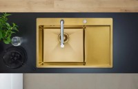 Chiuvetă de bucătărie cu baterie și dozator Fabiano 78x51 Gold imaginea #3 — magazin online Desire.md