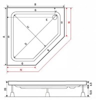 Душевой поддон Shower Batura Pentagon 90x90 фото №2 — интернет-магазин Desire.md