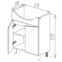 Шкаф под умывальник Bayro Elara Duo Zenon 650 (122187) фото №4 — интернет-магазин Desire.md