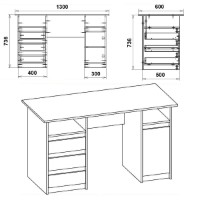 Письменный стол Компанит Декан-2 1300 Ателье Светлый фото №2 — интернет-магазин Desire.md