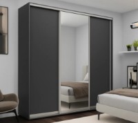 Dulap cu uşi glisante Nex Home 1xMirror + 2xPAL 220x60x220cm Anthracite (NX-00001740)