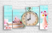 Pictură ArtDesign Antique clock books and flowers 119x65cm (R-10200)