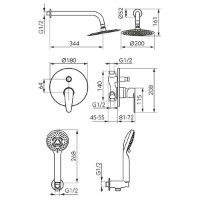 Set pentru duș Ferro Algeo Black BAG7PBL-SET1-S imaginea #2 — magazin online Desire.md