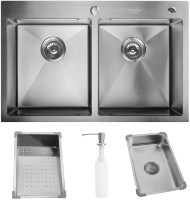 Кухонная мойка SanDonna HD7850 Double Chrom Satin фото №4 — интернет-магазин Desire.md