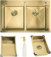 Chiuvetă de bucătărie SanDonna HD7850 Double Gold imaginea #4 — magazin online Desire.md