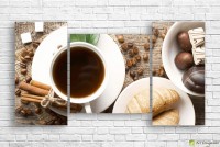 Pictură ArtDesign Breakfast with croissants and coffee 120x65cm (E-10175)