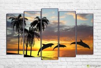 Pictură ArtDesign Dolphins and sunset 150х93cm (F-10080)
