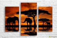 Картина ArtDesign Elephants at sunset 100х75cm (F-10006)