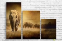 Pictură ArtDesign Elephants at sunset 100х80cm (F-10022)