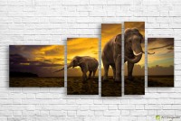 Картина ArtDesign Elephants at sunset 172х83cm (F-10012)