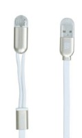 Cablu USB Remax Binary Lightning+Micro Cable White