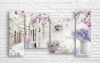 Pictură ArtDesign Italian courtyards and flowers 119x65cm (R-10127)