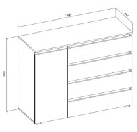 Comodă Magnusplus Grand 1200 1D4S Graphite/White imaginea #2 — magazin online Desire.md