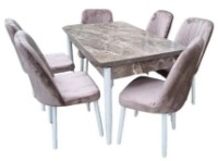 Комплект для столовой Magnusplus Modern Alanya + 6 Babyface Light Brown/White V06 фото №1 — интернет-магазин Desire.md