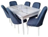 Set masă și scaune Magnusplus Modern Calcuta + 6 Babyface Grey/White  V18