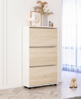 Rafturi pentru pantofi Mobildor-Lux Leo Slim 100x16x125 White/Oak Sonoma (00013651)