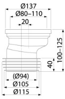 Отвод для унитаза Alcaplast A991-20 D110 (81155) фото №2 — интернет-магазин Desire.md