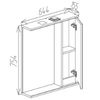 Dulap cu oglindă Bayro Elara 650x750 R (122193) imaginea #4 — magazin online Desire.md