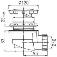 Sifon pentru cada-duș Ferro D.120mm 475.P imaginea #2 — magazin online Desire.md