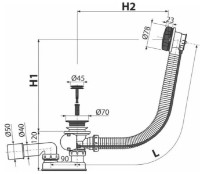 Сифон для ванны Polimat A55 Black-80 (6103066) фото №2 — интернет-магазин Desire.md