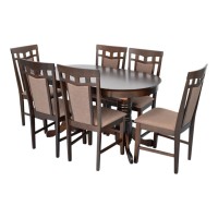 Set masă și scaune Evelin HV-31N Chocolate + 6 Deepa R Chocolate/Ekea-12 Dark Brown