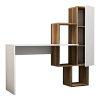 Masa de birou Trendy Acelya Walnut/White 145x141x45cm GTR001017 imaginea #4 — magazin online Desire.md