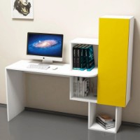 Masa de birou Trendy Acelya White/Yellow 145x141x45cm GTR001018 imaginea #2 — magazin online Desire.md