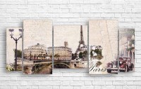 Pictură ArtDesign Paris in Vintage Style 160x68cm (R-10035)