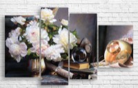 Pictură ArtDesign Peonies and vintage still life 145х90cm (R-10033)