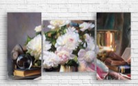 Pictură ArtDesign Peonies books and watches 116x65cm (R-10034)