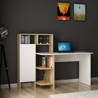 Masa de birou Trendy Bugra White/Oak 136x112x60cm GTR005716