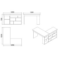 Masa de birou Trendy CT5-AW Pine Atlantic/White 129x72x120cm GTR001079 imaginea #5 — magazin online Desire.md