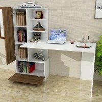 Masa de birou Trendy Domingos White/Walnut 149.5x120x61.5cm GTR000999 imaginea #2 — magazin online Desire.md