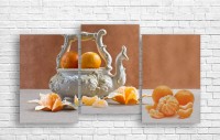 Pictură ArtDesign Porcelain teapot and tangerines 110x60cm (E-10163)