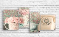 Pictură ArtDesign Retro phone and roses 160x78cm (R-10020)