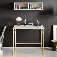 Masa de birou Trendy Gama White/Gold 90x75x60cm GTR005729 imaginea #4 — magazin online Desire.md