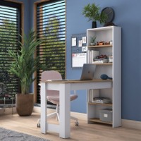 Masa de birou Trendy HA106 2493 White/Walnut 120x153x53cm GTR001116 imaginea #2 — magazin online Desire.md