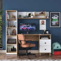 Masa de birou Trendy HA115 2642 Walnut/White 120x50x161.8cm GTR001122 imaginea #5 — magazin online Desire.md