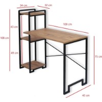 Masa de birou Trendy Home Pine Atlantic/Black 45x132x108cm GTR005749 imaginea #2 — magazin online Desire.md