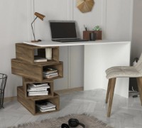 Masa de birou Trendy Jenga White/Walnut 130x75x60cm GTR005727