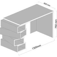 Masa de birou Trendy Jenga White/Walnut 130x75x60cm GTR005727 imaginea #2 — magazin online Desire.md