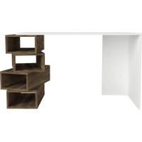 Masa de birou Trendy Jenga White/Walnut 130x75x60cm GTR005727 imaginea #3 — magazin online Desire.md