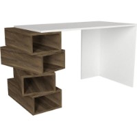 Masa de birou Trendy Jenga White/Walnut 130x75x60cm GTR005727 imaginea #4 — magazin online Desire.md