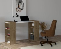 Masa de birou Trendy La indemana Walnut/White 124x43.6x75cm GTR001096