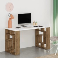 Masa de birou Trendy Labirint White/Dark Oak 140x75x60cm GTR000991