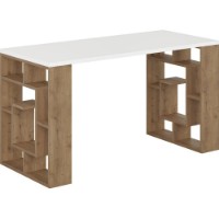 Masa de birou Trendy Labirint White/Dark Oak 140x75x60cm GTR000991 imaginea #3 — magazin online Desire.md