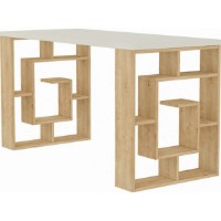 Masa de birou Trendy Labirint White/Oak 140x75x60cm GTR000992 imaginea #3 — magazin online Desire.md